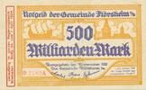 Deutschland Deutsches Reich 500 Milliarden Mark Notgeldschein Notgeld Gemeinde Flörsheim am Main, Hessen-Nassau -