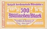 Deutschland Deutsches Reich 500 Milliarden Mark Notgeldschein Notgeld Gemeinde Flörsheim am Main, Hessen-Nassau -