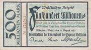 Deutschland Deutsches Reich 500 Millionen Mark Notgeldschein Notgeld Münster Provinz Westfalen -