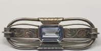 Antik Silberschmuck Silberbrosche, 835er Silber Handarbeit mit blauem Stein -