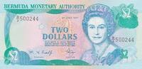 Bermuda 2 Dollars Geldschein Banknote -