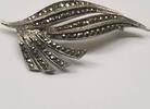 Silberschmuck vintage 835er Silber Brosche Nadel mit Markasiten -