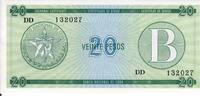 Kuba 20 Pesos B Banknote Geldscheine -