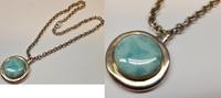 Silberkette mit Larimar Anhänger 925er Silber Larimaranhänger Kette L: 48 cm -