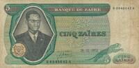 5 Zaires 1972 Zaire Mobutu III-