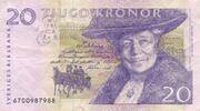 Schweden 20 Kronor 1991 Banknote Tjugo Kronor Sveriges Riksbank III 7.04 US$ Tax included +  11.73 US$ shipping