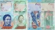 Venezuela 2 Bolivares Banknote Geldscheine 2 Bolivares 2012 und 2018 (2 Scheine) -