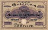 Deutsches Reich Deutschland 200 Tausend MArk - Überdruck Notgeldschein Notgeld Pößneck POESSNECK (Thüringen) -