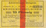 Deutsches Reich Deutschland 25 Pfennig Notgeldschein Notgeld Amtsverband Mengede , Kriegs-Wechsel-Schein , Westfalen -