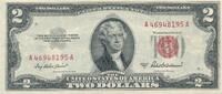 USA - Vereinigte Staaten v. Amerika $ 2 Dollars Banknote , Jefferson -
