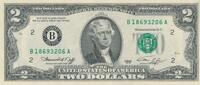 USA - Vereinigte Staaten v. Amerika $ 2 Dollars Ersatznote, Jefferson -