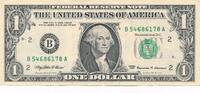 USA - Vereinigte Staaten v. Amerika $ 1 Dollar Banknote, New York -