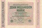 Deutsches Reich Deutschland 10 Milliarden Mark, Reichsbanknote KN 6stellig, FZ: DK -