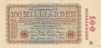 Deutsches Reich Deutschland 100 Milliarden Mark, Reichsbanknote ohne KN und FZ oliv: H -