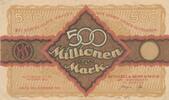 Deutsches Reich Deutschland 500 Millionen Mark HATTINGEN, Henschel und Sohn G.m.b.H., Abt. Henrichshütte; westfalen Notgeld -