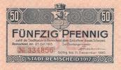 Remscheid 50 Pfennig Notgeldschein der Stadtkasse -