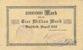 Burscheid Eine Million Mark Notgeldschein mit Stempel Sparkasse und Rheinische Möbelstoff-Weberei -