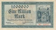Remscheid Eine Million Mark Notgeldschein der städtischen Kassen, Nr.: 89687 -