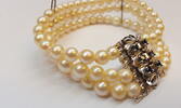 3-reihiges Perlen Armband 585 er Gold Verschluß Akoya Zuchtperlen 14 Karat Perle -