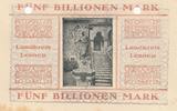 Lennep 5 Billionen Mark Notgeldschein des Kreisausschuß,Loch entwertet -