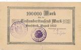 Burscheid 100 Tsd.Mark Notgeldschein mit Städt.Sparkasse Stempel -