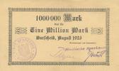 Burscheid 100 Tsd.Mark Notgeldschein mit Firmenstempel und Unterschrieft: Städtische Sparkasse -