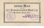 Burscheid 100 Tsd. Mark Notgeldschein der Stadt,Bergfeld & Heider, Röhrenfabrik -
