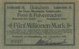 Burscheid und Helenabrunn 5 Millionen Mark Gutschein Firma Rheinische Schuhwerke Forst & Pulvermacher -