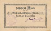 Burscheid 100 Tsd.Mark Notgeldschein , Louis Frankenstein, Unterschrift Siepemann -