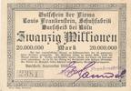 Burscheid 20 Millionen Mark Gutschein, Louis Frankenstein, Schuhfabrik,Nr.:2381 -