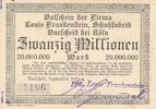 Burscheid 20 Millionen Mark Gutschein, Louis Frankenstein, Schuhfabrik,Nr.:1196 -