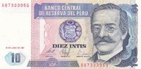 Peru Diez Intis Banknote -