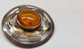 Antike Brosche Silberbrosche mit Bernstein 900 er Silber -