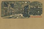 Bad Kissingen AK Mondschein Litho Markplatz und Ruine Bodenlaube -