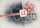 III. Reich AK Volksabstimmung im Saargebiet, postalisch gelaufen, datiert und Briefmarke -