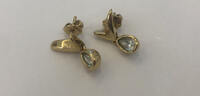 Pierre Lang Ohrringe PL Ohrstecker Ohrschmuck VERGOLDET blaue Steine -