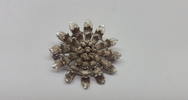 Alte Brosche Dame mit Zirkonia Nadel 800 er Silber rhodiniert -