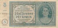Deutschland Drittes Reich, Deutsches Reich 5 Korun Böhmen und Mähren Pet Korun Prag Serie B 052 -