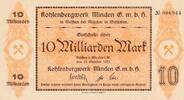 Deutsches Reich Deutschland 10 Milliarden Mark Notgeld Bergbau , Meißen bei Minden Kohlenbergwerk -