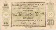 Deutsches Reich Deutschland 20 Milliarden Mark Notgeld Bergbau , Meißen bei Minden Kohlenbergwerk -