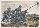 Deutschland Drittes Reich II. Weltkrieg , Militaria, Propaganda Künstler Ansichtskarte / Postkarte Wehrmacht, Leichtes Flakgeschütz -