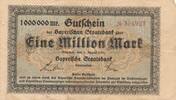Deutsches Reich Deutschland 1 Million Mark Notgeld, Bayerische Staatsbank, Bayern, München -