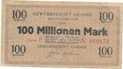 Deutsches Reich Deutschland 100 Millionen Mark Notgeld, Gelsenkirchen ( Westfalen ), Gewerkschaft Orange -