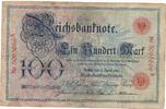 Deutsches Reich Deutschland 100 Mark, Reichsbanknote Kaiserreich -
