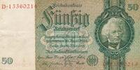 Deutsches Reich Deutschland Weimarer Republik 50 Mark Banknote Reichsbanknote Friedensdruck Udr.Bst.K Serie:D KN 8stellig III- -