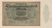 Deutsches Reich Deutschland 500000 Mark, Reichsbanknote KN 6stellig, nur einmal auf der Vs. links FZ: AC -