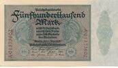 Deutsches Reich Deutschland 500000 Mark, Reichsbanknote KN 8stellig, je zweimal auf der Vs.und Rs. FZ: A -
