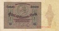 Deutsches Reich Deutschland 5 Millionen Mark, Reichsbanknote KN 8stellig, Serie: B -