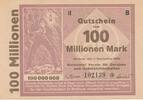 Deutsches Reich Deutschland 100 Millionen Mark Notgeld Bochum, Westfalen, Bochumer Verein für Bergbau und Gußstahlfabrikation -