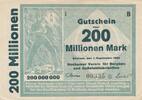 Deutsches Reich Deutschland 200 Millionen Mark Notgeld Bochum, Westfalen, Bochumer Verein für Bergbau und Gußstahlfabrikation -
